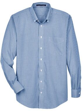 Devon & Jones D640 Men's Crown Woven Collection Gingham Check - French Blue